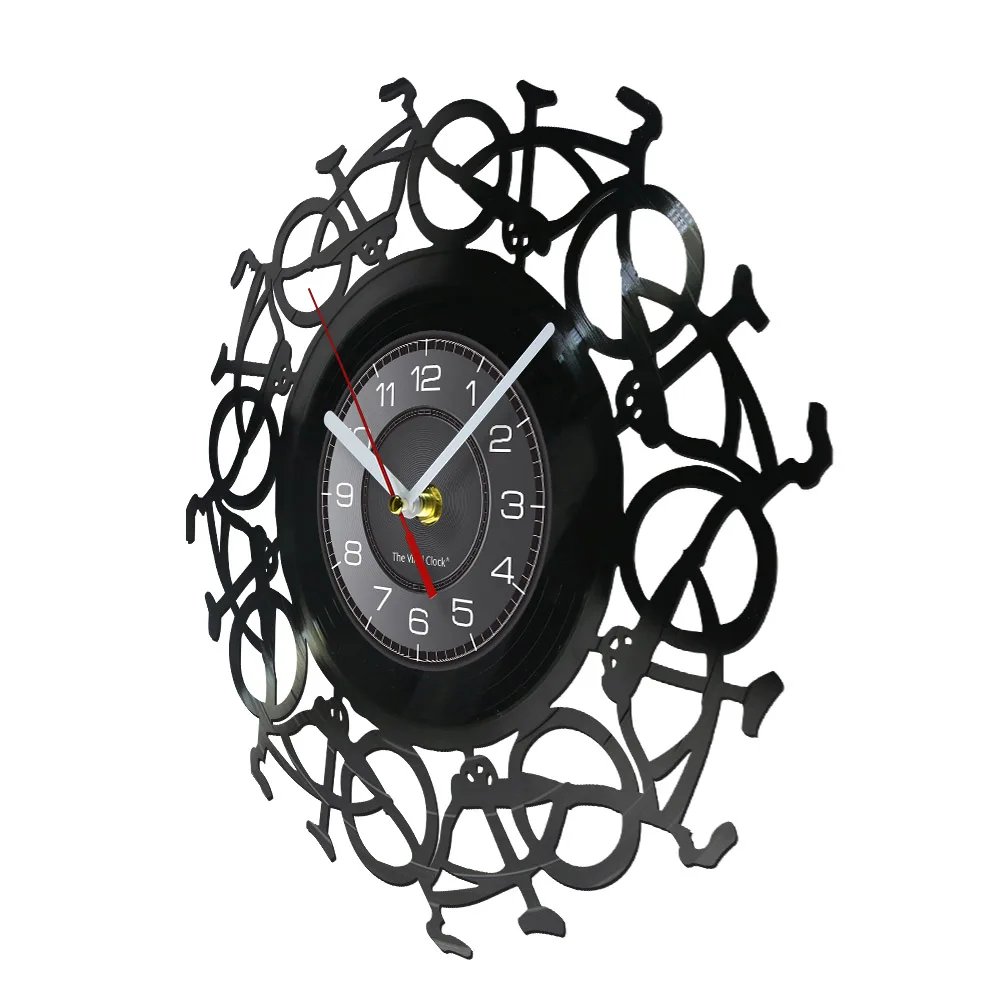 Retro Bicycles Wall Clock Vintage Vinyl Record LP Clock Bikers Bike Wall Art Cycling Home Decor Cyclist Bikes Lovers Retro Gift