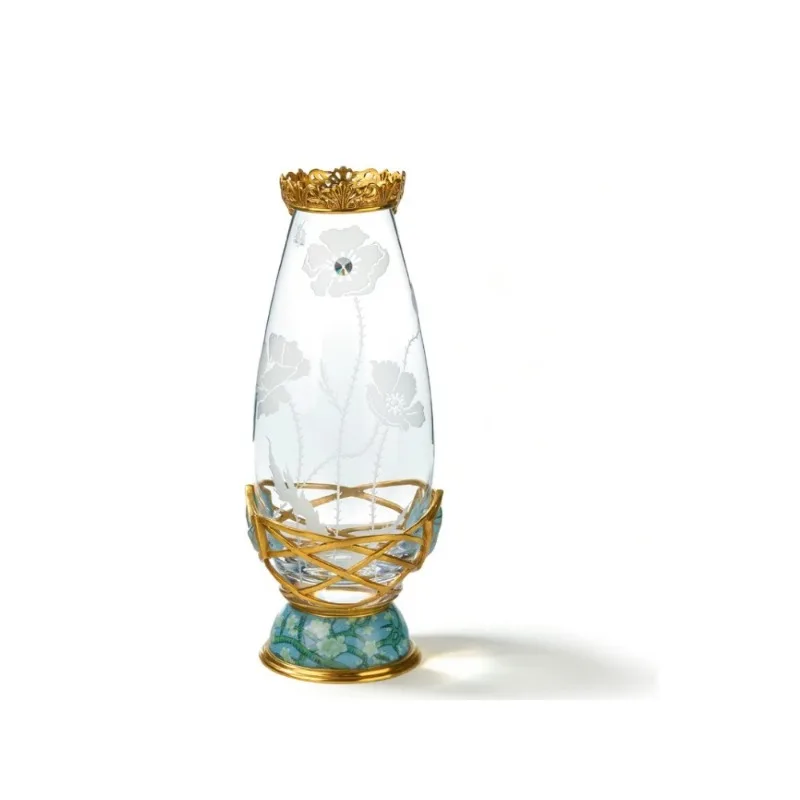 

European high-end imported crystal vase glass transparent water flower arrangement light luxury high-end decorative ornament