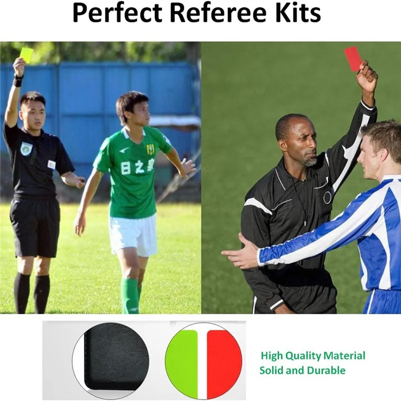 

A29Z-Soccer Referee Flag Set Red Yellow Cards With Notebook And Pencil Coach Referee Stainless Steel Whistles With Lanyard
