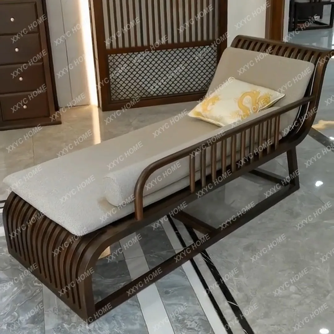 Concubine chair Solid wood simple Zen toffee reclining chair Living room Bedroom Concubine couch Lazy sofa