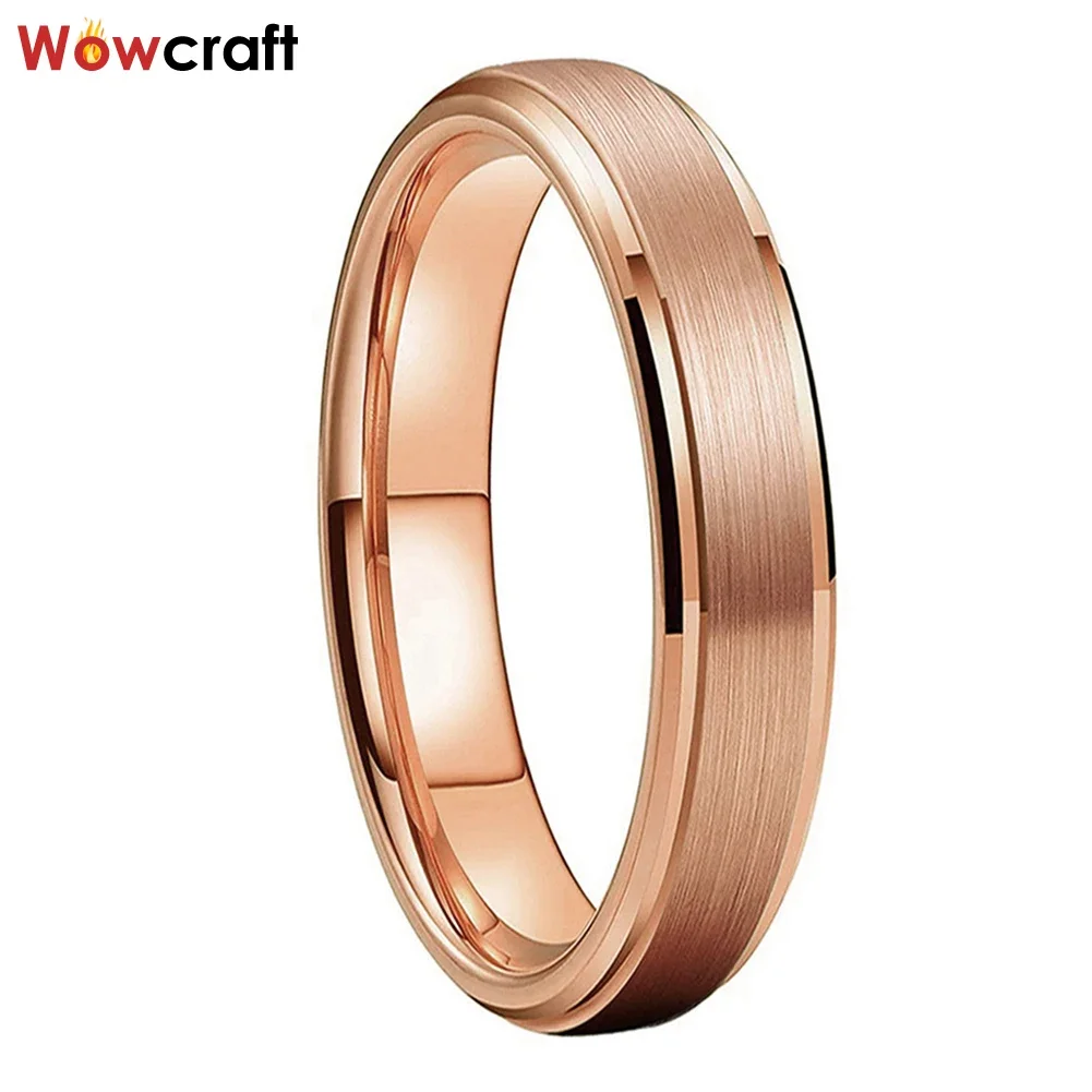 Wedding Jewelry Ring Tungsten Carbide Engagement Band Brushed Finish Beveled Edges Comfort Fit