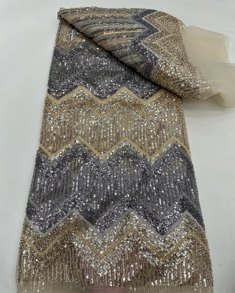 Africa nigeriano in rilievo francese maglia di pizzo con paillettes di alta qualità 2025 ricamo pizzo paillettes pizzo per abiti da sposa donne