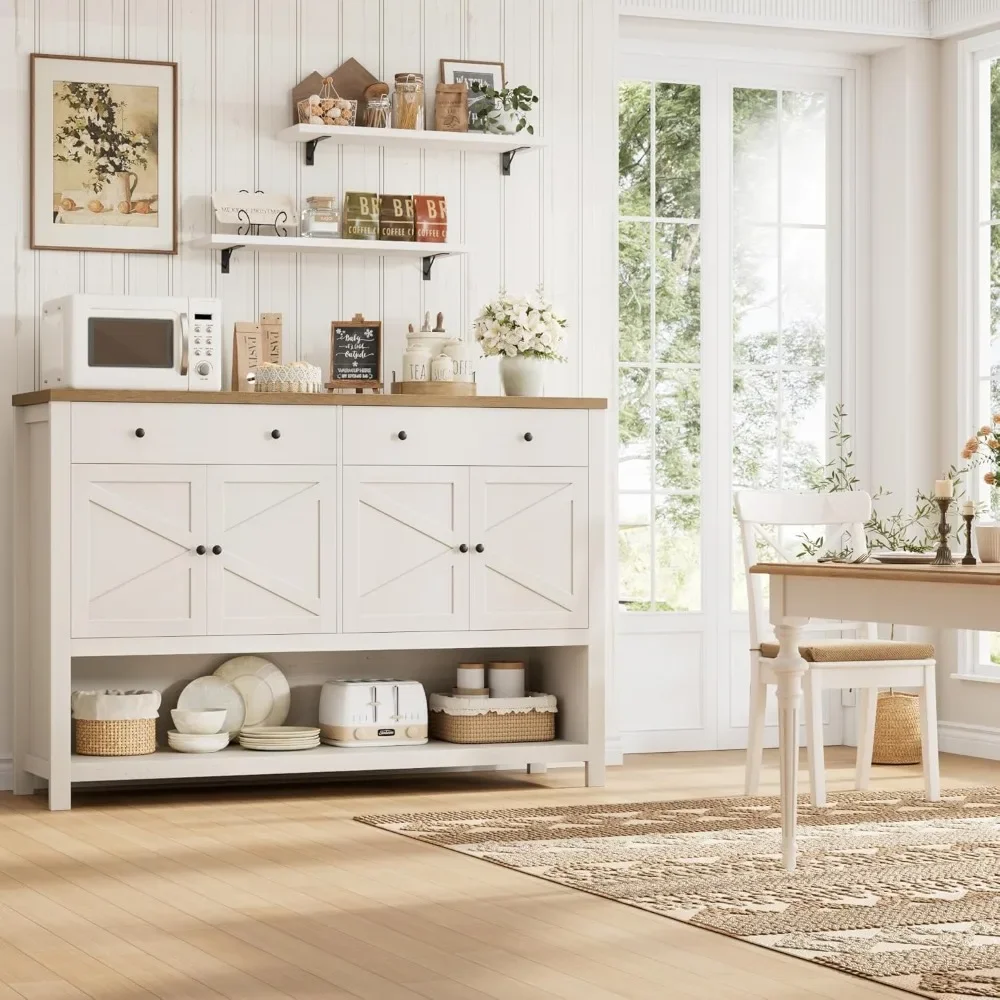

55'' Buffet Sideboard Cabinet with Storage, Coffee Bar with 2 Drawers&Doors, Storage Cabinet with Shelf for Kitchen, Living Room
