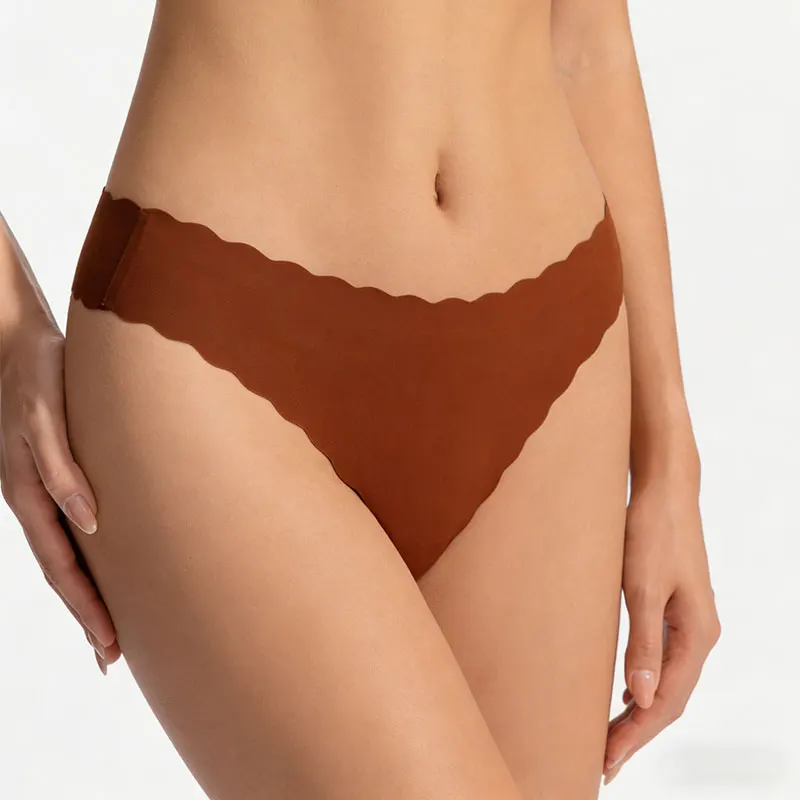 SexyWomenIceSilkSeamlessBriefs,NoFeelingComfortable QuickDry Sport  Yoga Thongs,Invisible LowRise For Sports Wedding Party Daily