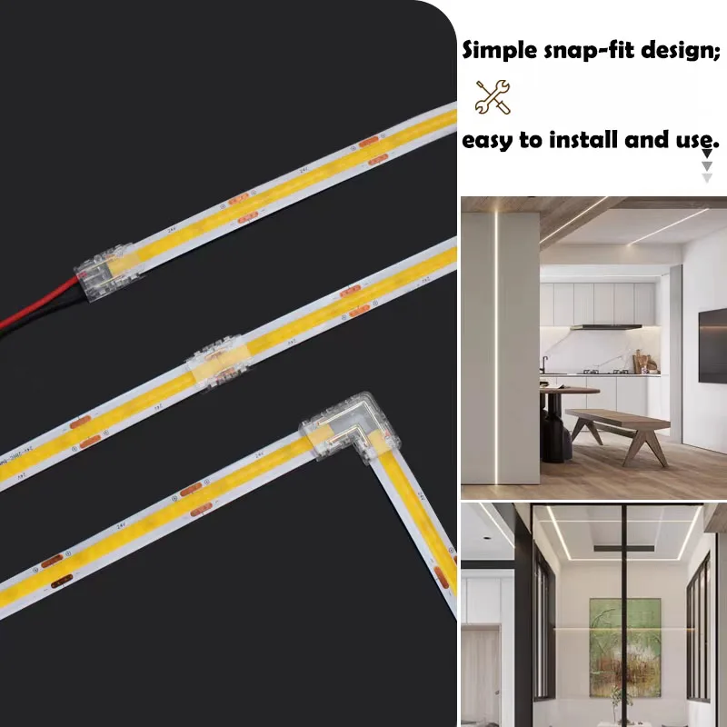 20pcs Low Voltage 2-Pin 5mm LED Strip Connector, Suitable for COB/SMD LED Strips, Four Models, Secure Connection