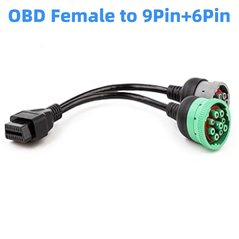 New Truck Line for Cummins 9pin To OBD 16pin Connect Wire Heavy Duty J1939 9pin 6PIN To 16PIN Y Cable for Deutsch OBD2 Connector