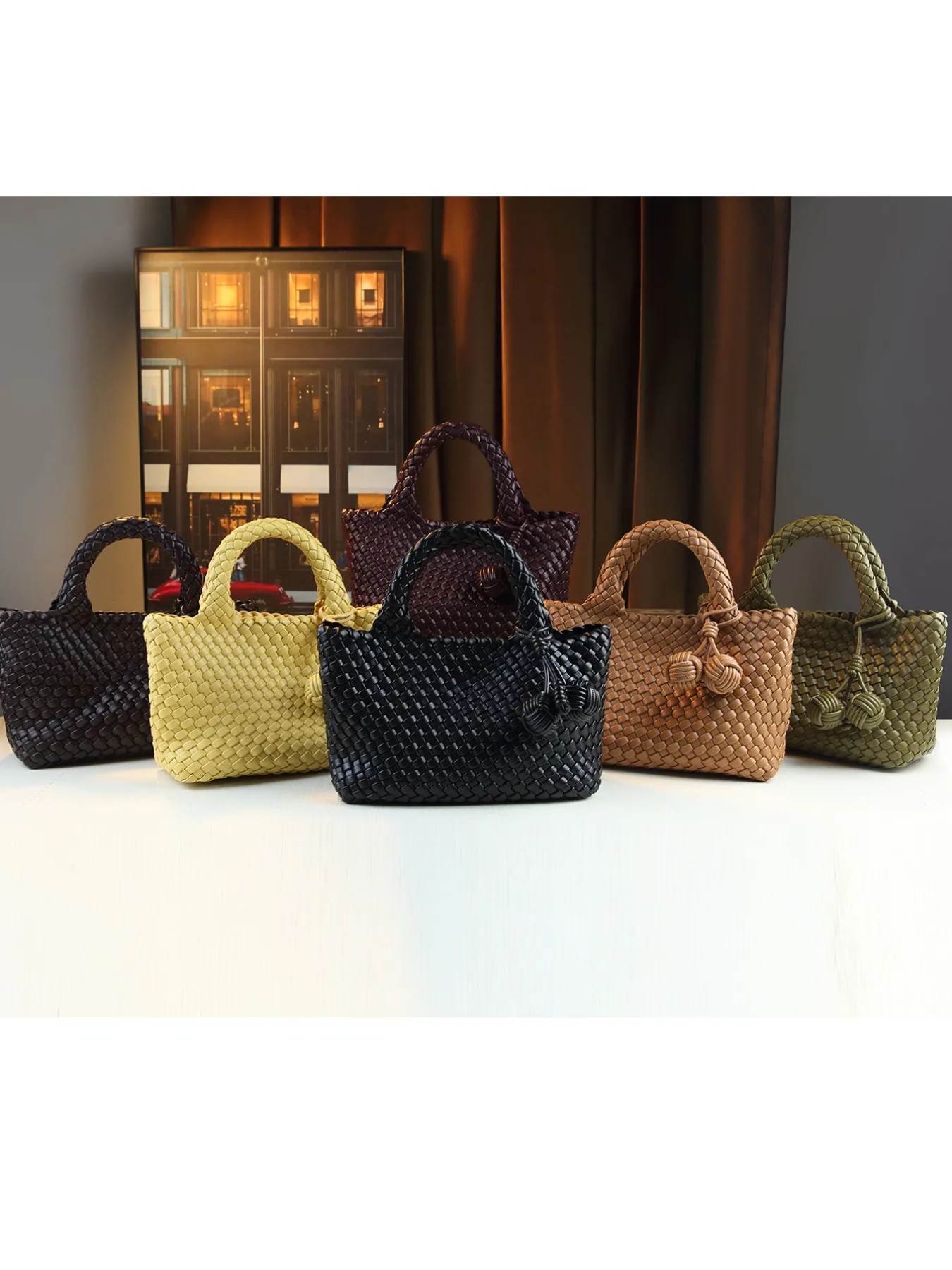 

Woven handbag, mother and child bag, small vegetable basket bag, bucket bag, fashionable versatile women's bag