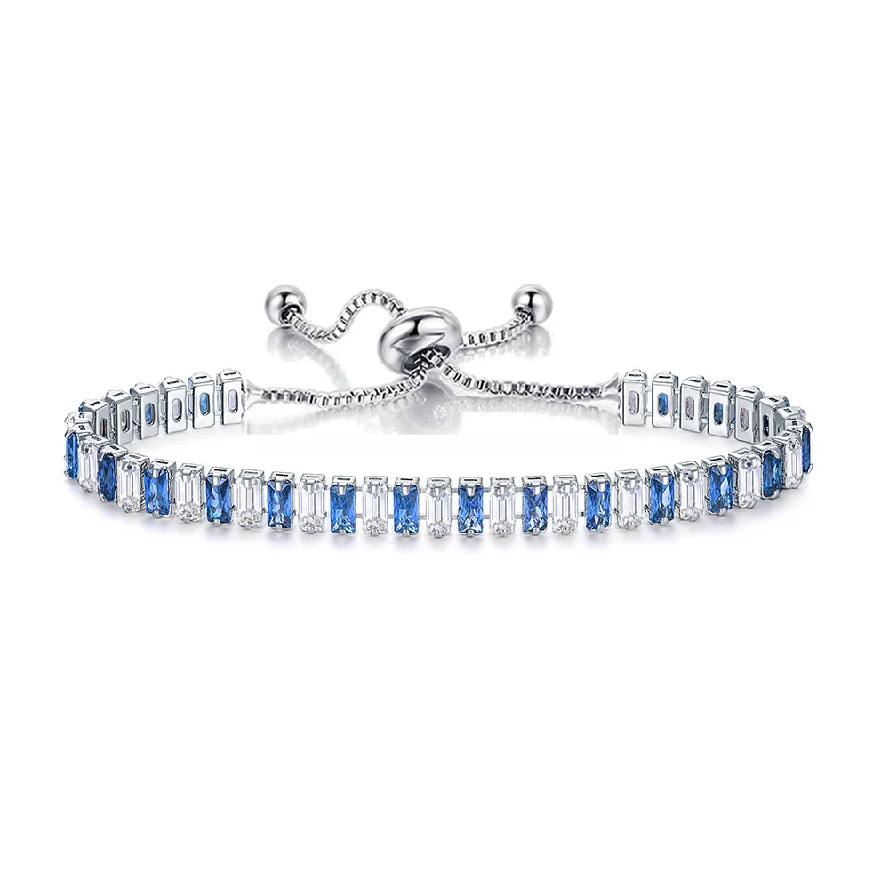 Iced Out Crystal Tennis Armbanden Voor Vrouwen Mannen Zwarte Rechthoek Zirconia Verstelbare Ketting Hiphop Sieraden Groothandel DZH051