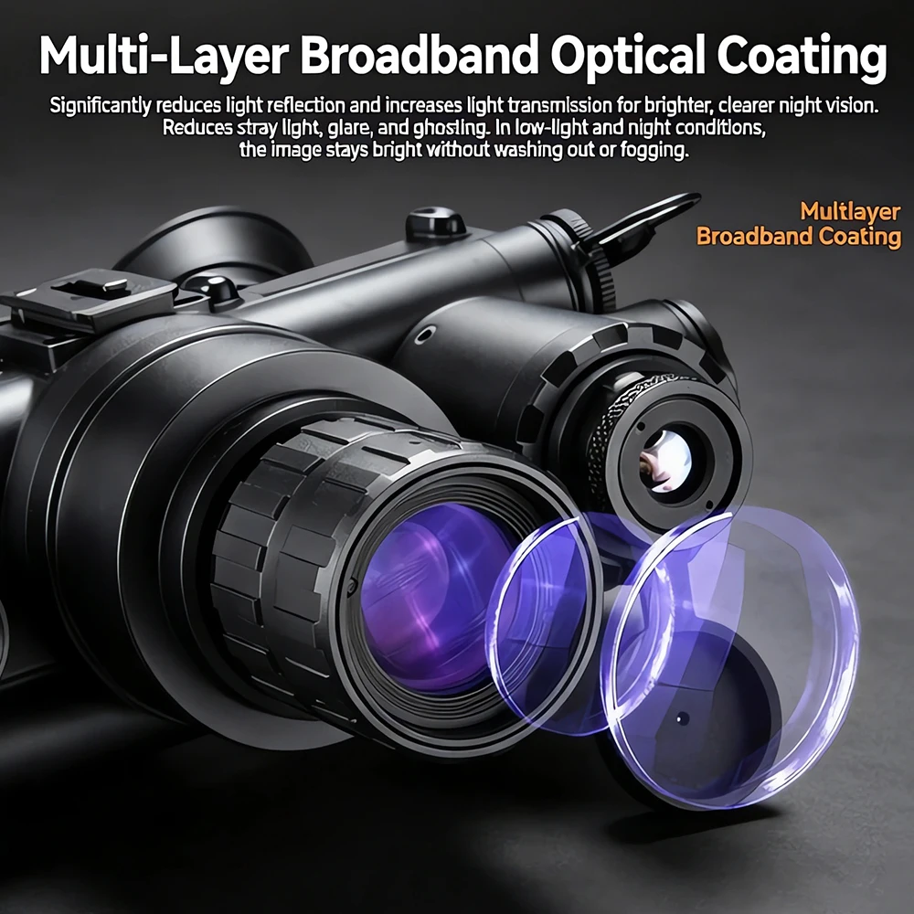 Gafas de Visión Nocturna de Doble Tubo Ziyouhu PS-08, Binoculares de Fusión IR y Baja Luz, Gafas de Detección Montables en Casco