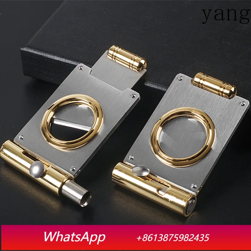 

YJQ stainless steel cigar cutter hole opener multi-function 2-in-1 cigar cutter portable Cuban cigar accessories