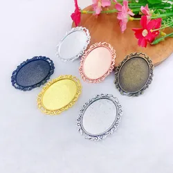 Onebeading Fit 30x40mm Vintage Oval Cabochons Brooch Blank Setting Bezel Tray Base  For DIY Making Gift 5pcs K06357