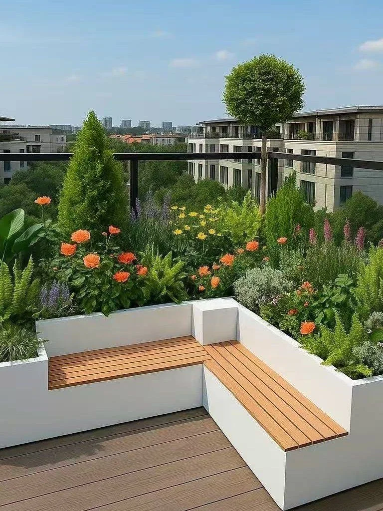 &Flower Box Outdoor Seat Combination Courtyard Sitting Stool Leisure Luminous Terrace Garden Partition Light Outdoor Furniture