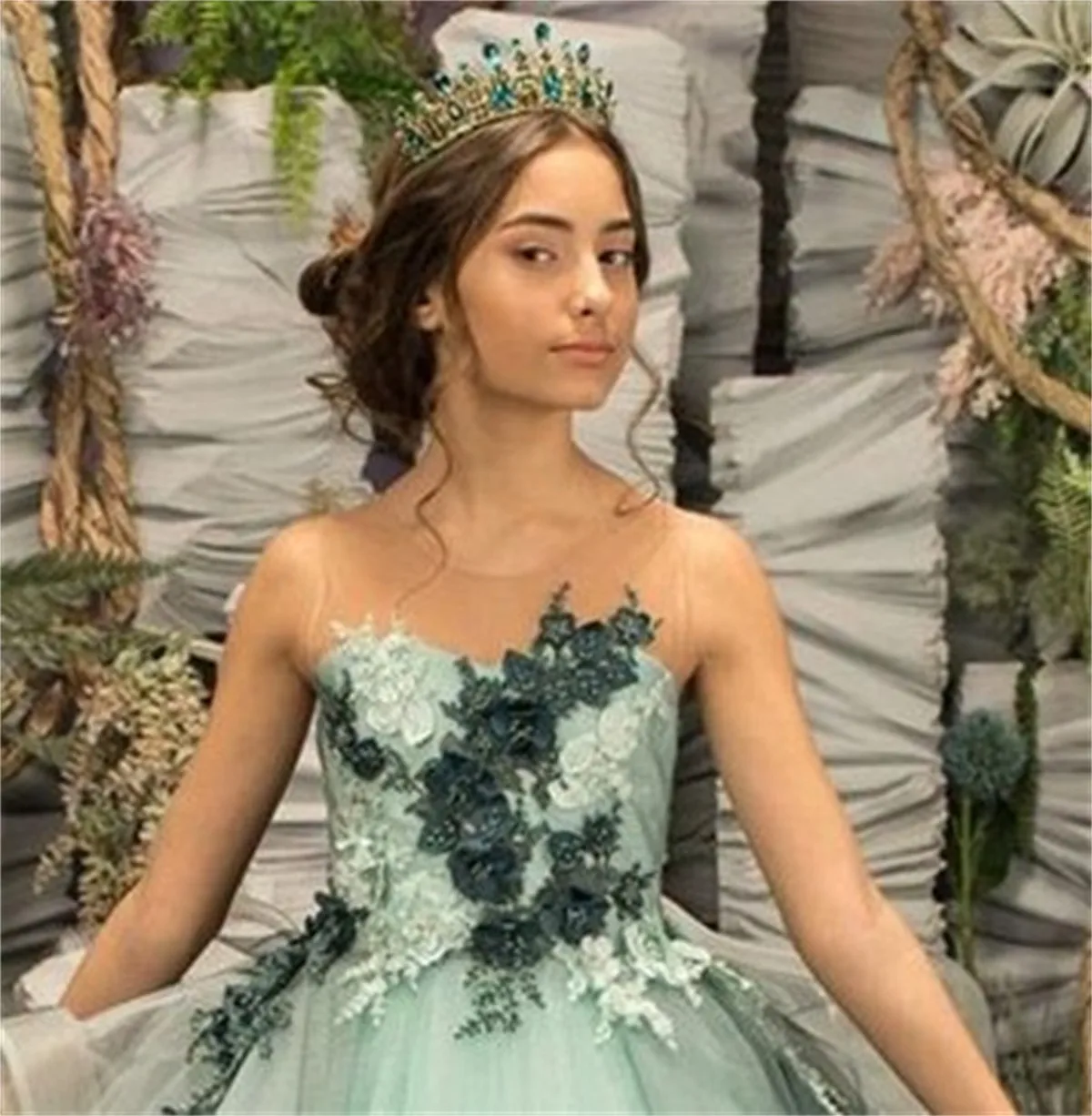 Moda lunga principessa fiore ragazza abiti Appliques perline senza maniche Tulle volant una linea festa di nozze compleanno abiti da spettacolo