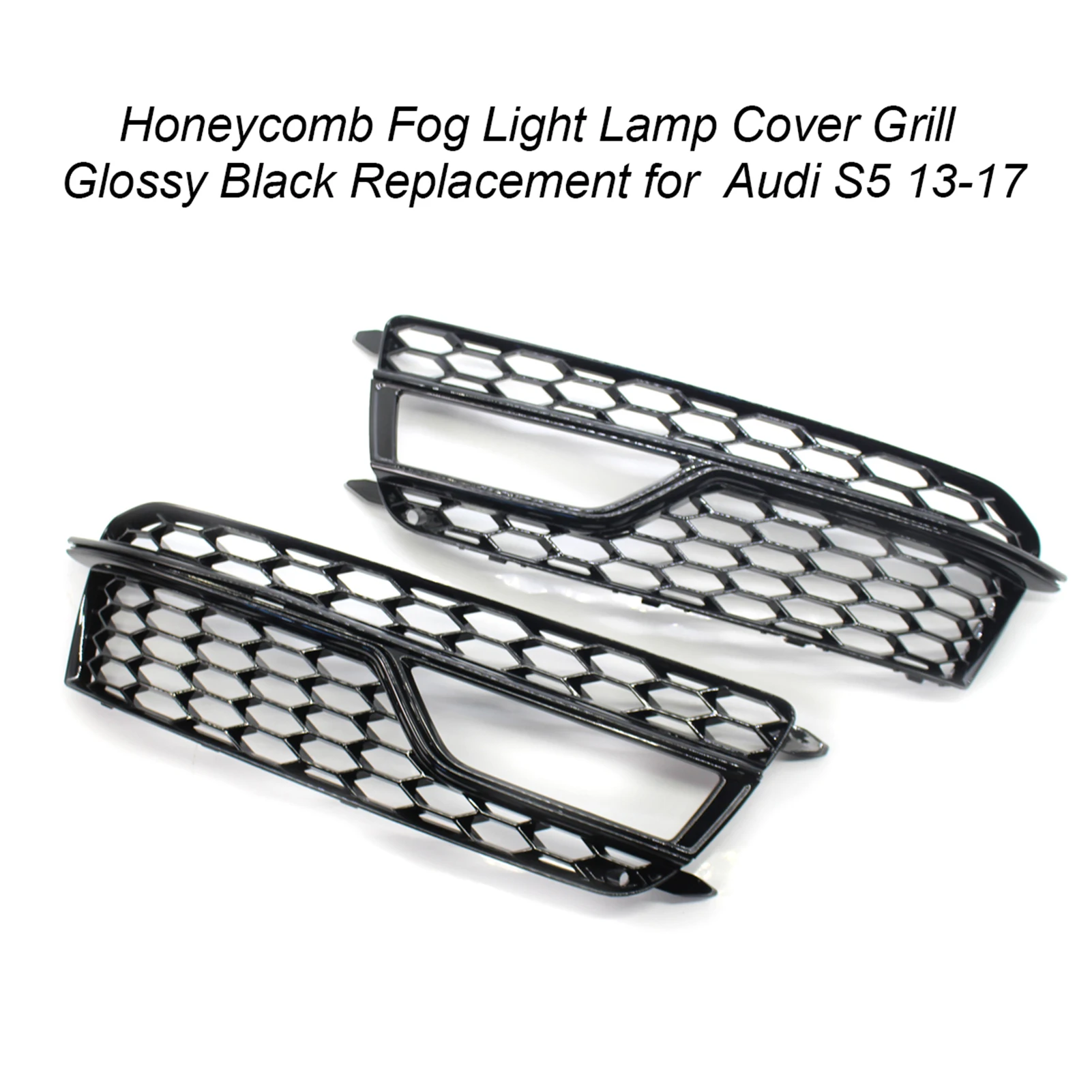 Honeycomb Fog Light Lamp Cover Front Bumper Nice Grille Trim Fog Lamp Cover Grill Glossy Black Replacement For Aud S5 13-17