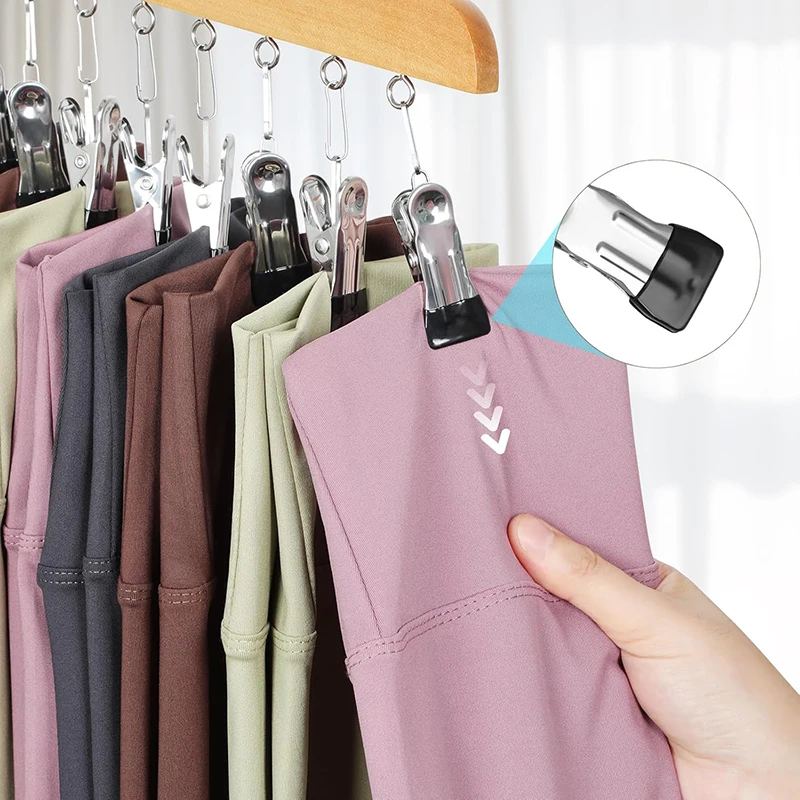 10 مشابك لتنظيم الساق للخزانة، منظم شماعات الضيق الخشبي لتوفير المساحة، شماعة متعددة المشبك لأوشحة السراويل #4