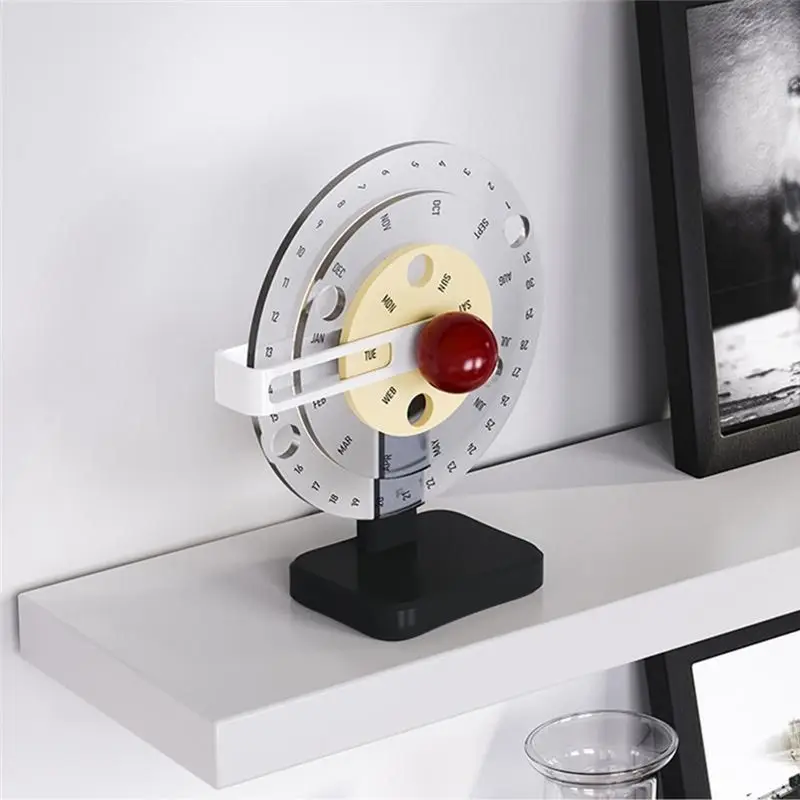 A29F-Kalender Acryl Disc Decor Tafelblad Kalender Nieuwigheid Eenvoudige Handmatige Roterende Kalender Desktop Decoratief