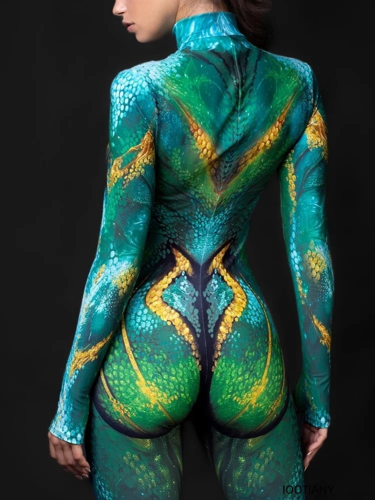 Bunter Sexy Bodysuit Punk Gothi Damen Cosplay Jumpsuit Karneval Schlanker Zentai-Anzug Weihnachtskostüm Festival Themenparty Catsuit – Detail 10