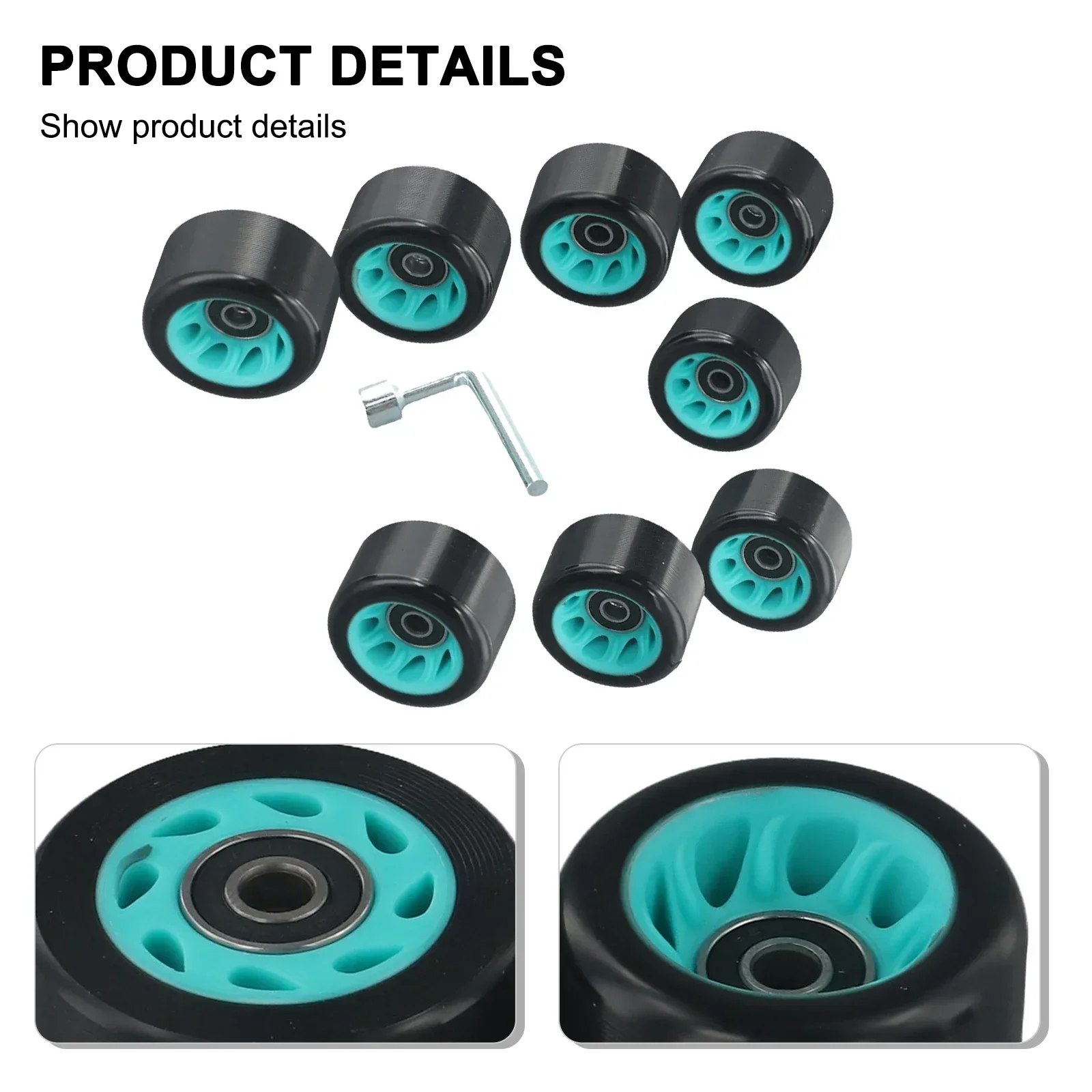 8pcs Roller Skates PU Wheel With Wrench Roller Skate Wheel 58*39mm For Double-Row Roller Skates Quad Skateboard