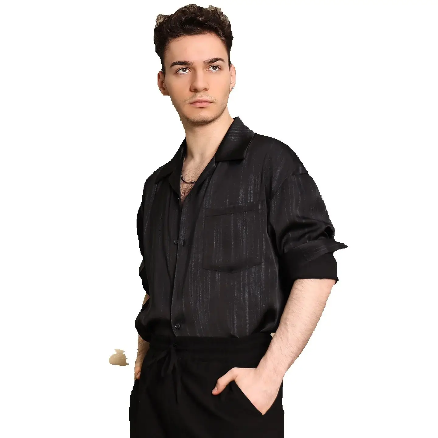 Haut de danse de salle de bal pour hommes, haut de danse moderne à manches longues, chemise de danse latine, costumes d'entraînement de danse Samba DW10830