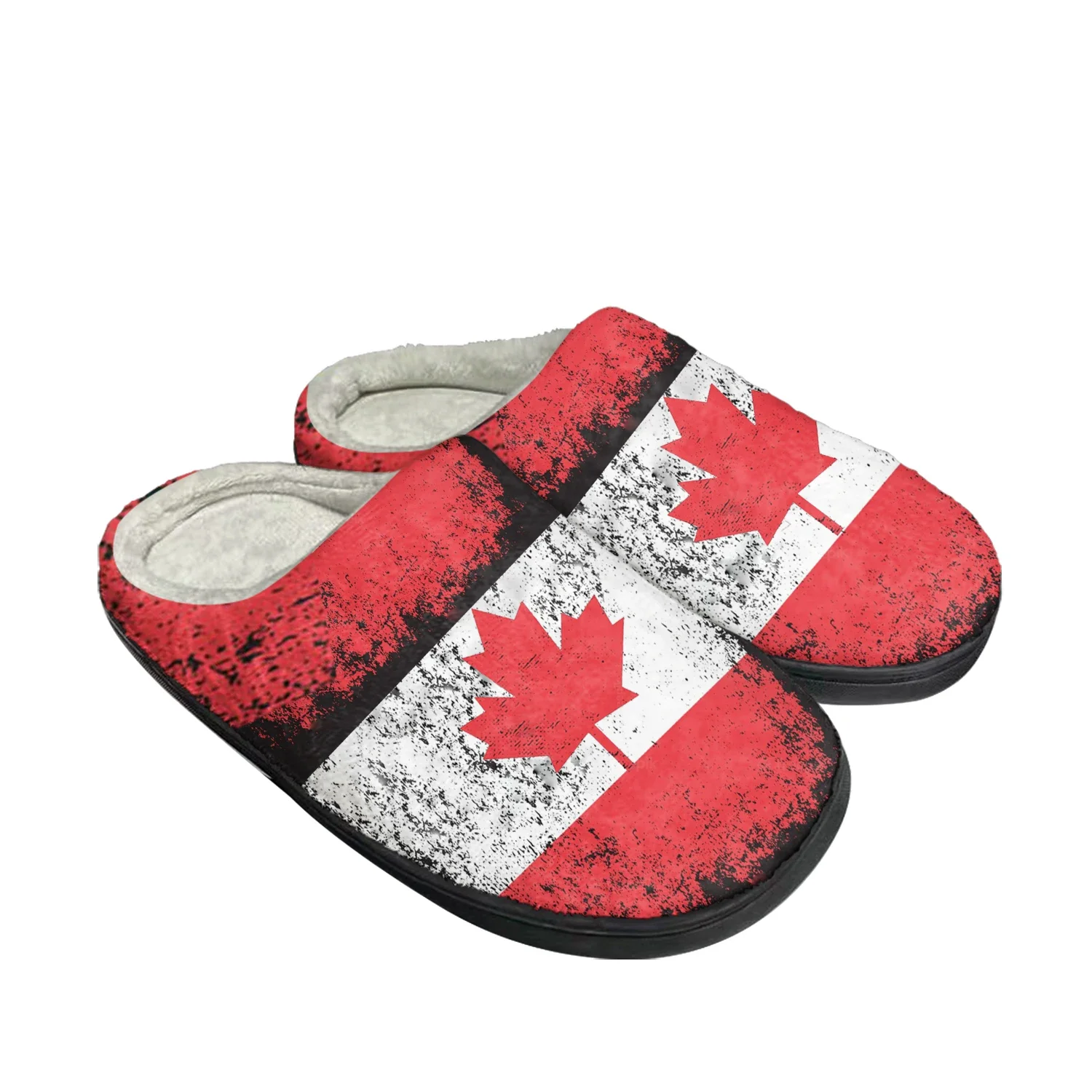 Canadian Flag Home Cotton Custom Slippers Mens Womens Sandals Canada Plush Bedroom Casual Keep Warm Shoes Thermal Slipper