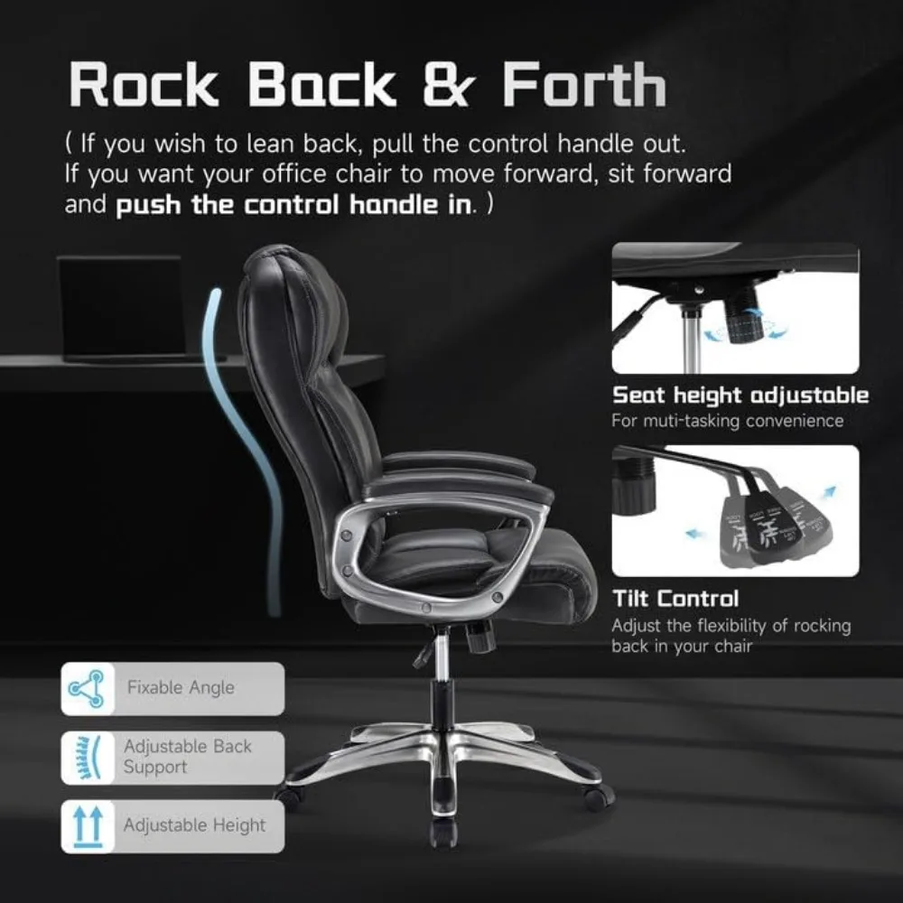 Office Chair, 350lbs Ergonomic Office Chair PU Leather Gaming Computer Chairs with High Back for Home Office, Padded Armrest