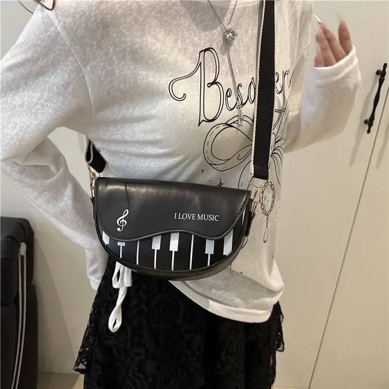 Small Square Crossbody Bag Women Piano Keys Printing Design One Shoulder Strap Korean Style Fashionable 2025 New Arrival view 3