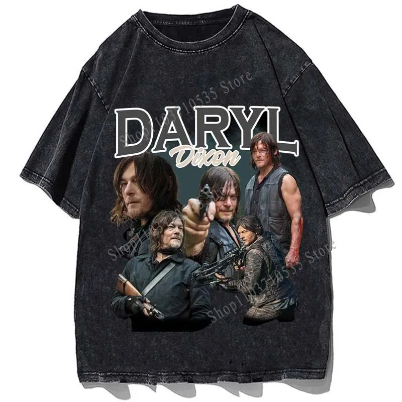

Daryl Dixon Graphic Printed Tshirt Vintage Cotton Oversize High Street T Shirt Fashion Men Causal O-Neck Streetwear T-shirt