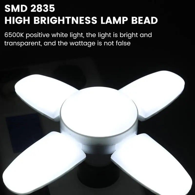 Bright LED Lighting For Garage Bright Basement Lamp With 4 Deformable Panels Creative LED Basement Wall Lamp For Attic Barn