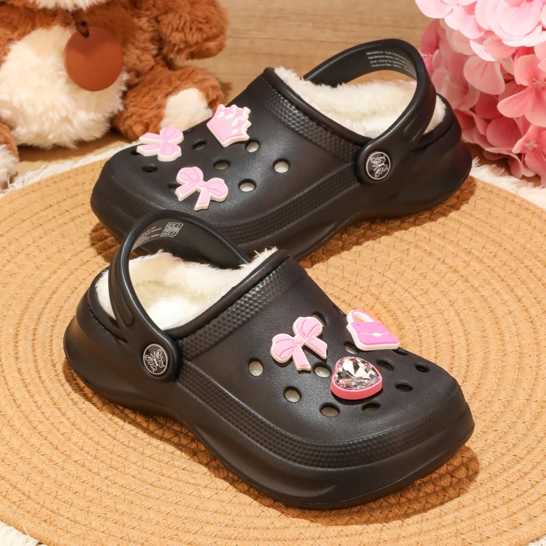 Kinder-Clogs und -Mules mit Fellfutter, leichte Garten-Schuhe mit Baumwollfutter, warme Hausschuhe für Jungen, Mädchen und Kleinkinder, 168. – Detail 15
