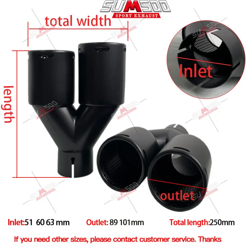 Genuine SUMSOO 1PCS  Double out New style universal Exhaust Tip Stainless Steel black Muffler Pipe Tailpipe Modification