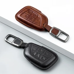 5 Buttons Leather Car Fob Key Cover Case for Buick ENVISION Chevrolet Silverado 2023 Cadillac GMC Remote Keychain Accessories