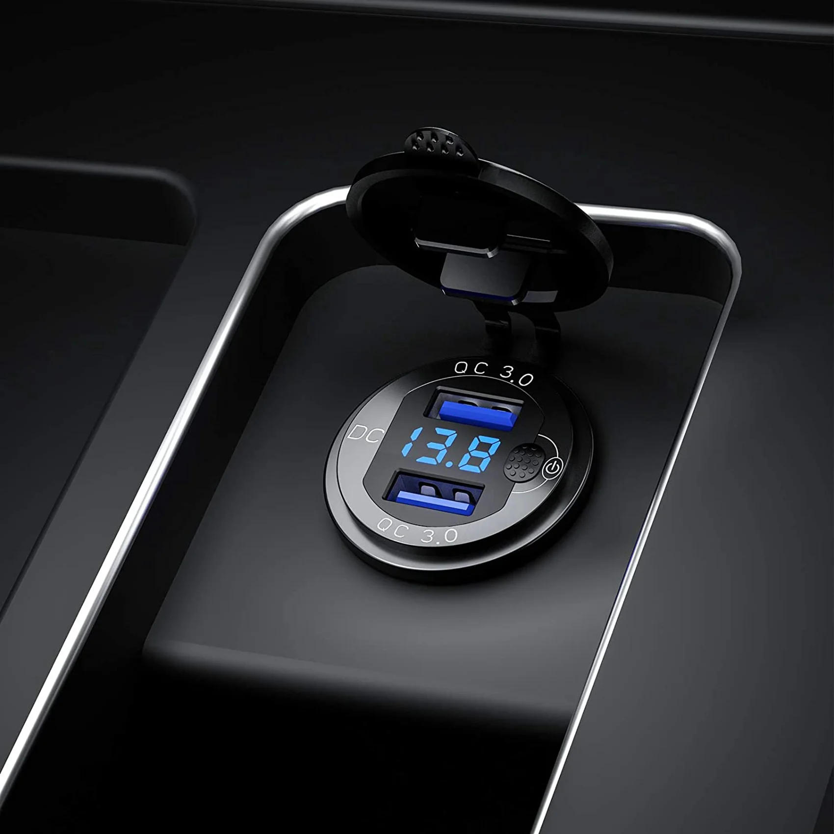 Superior-2X Quick Charge 3.0 Dual USB With Voltmeter & ON/OFF Switch,36W 12V USB Outlet Fast For Car Boat Marine
