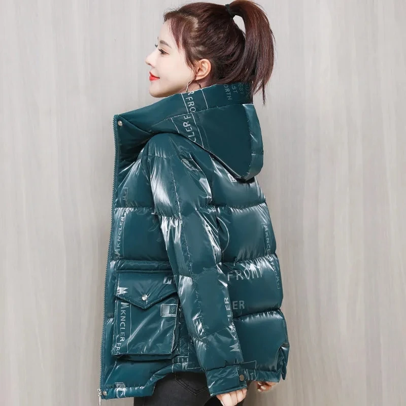 Winter New Down Cotton-Padded Jacket Women Loose Joker Hooded Comfortable Coat Casual Padded Warm Casual Solid Color Overcoat