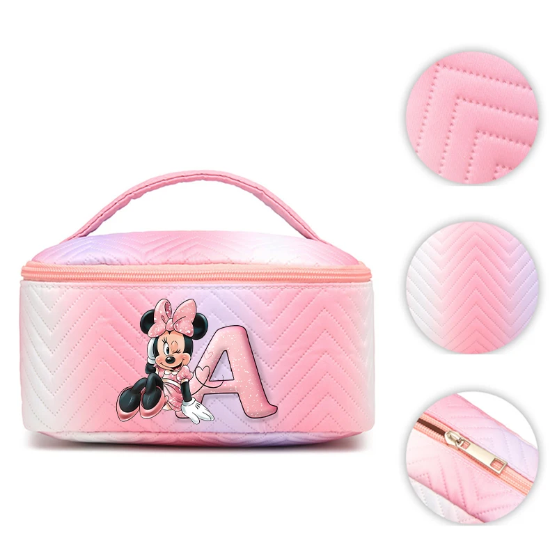 Косметички Disney с Минни Маус, аниме, дорожная косметичка из искусственной кожи с принтом букв, большие косметички для хранения, сумка для мытья, органайзер