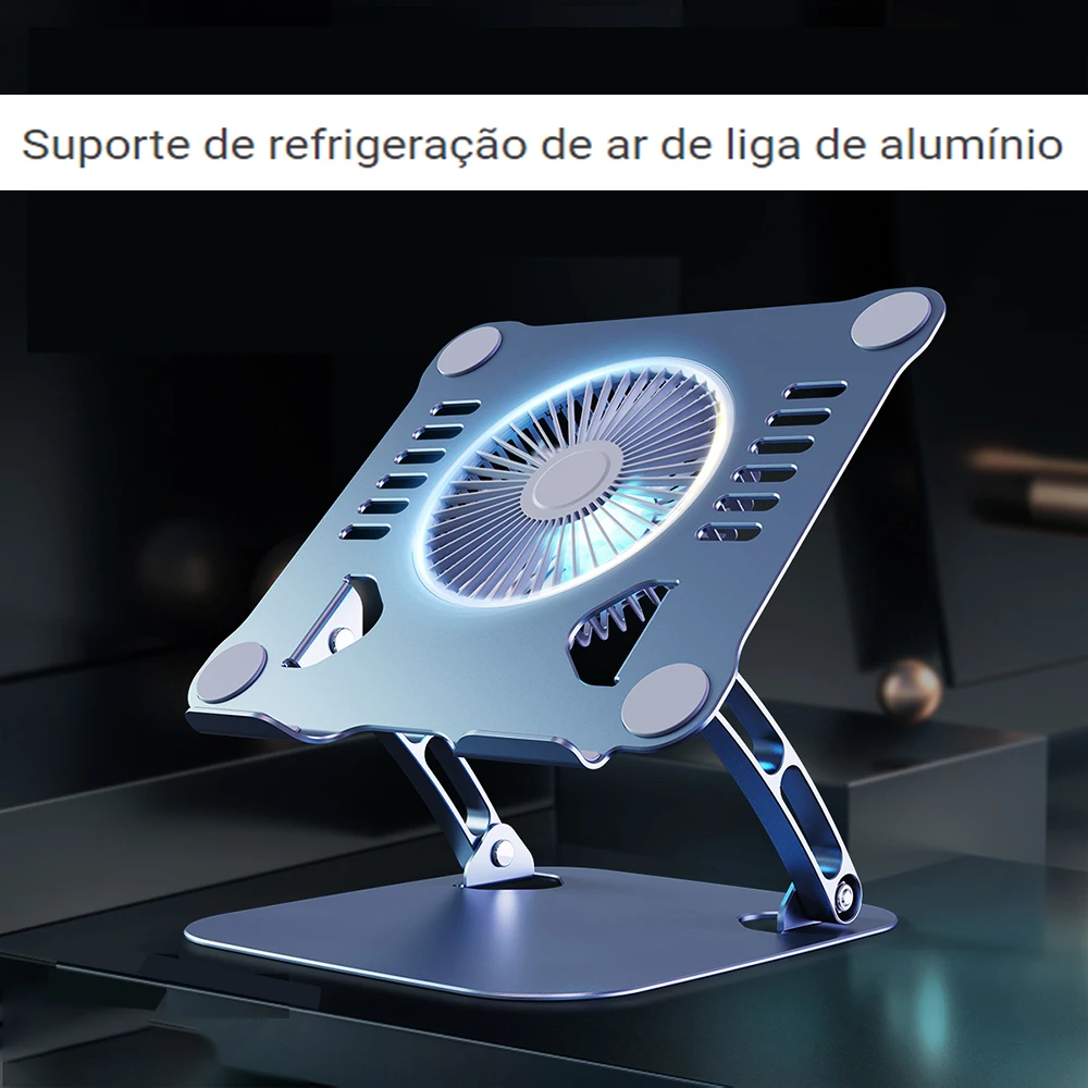 Suporte para laptop com ventilador do computador, suporte de liga de alumínio para todos os jogos, Apple MacBook 11-16 ", Dell e Lenovo