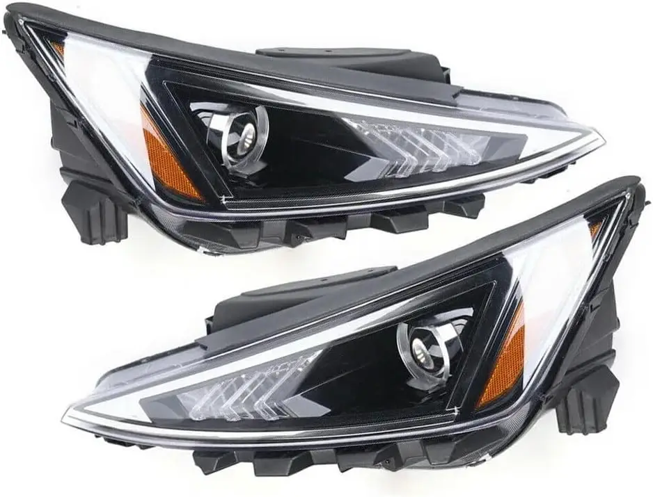 

For 2019 2020 Hyundai Elantra Halogen Headlight Headlamp Assembly, Head Lamp Black Housing Clear Lens Left Driver+Right Passenge