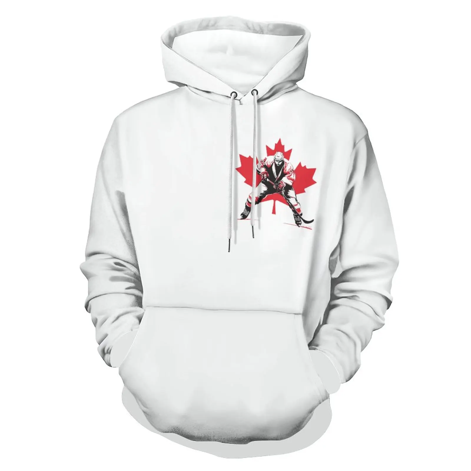 

CANADA Men's Hoodie Red Maple Leaf Ice Hockey Traditional Culture Sportswear Sweatshirt Long Sleeve Pullover Fashion Night Run