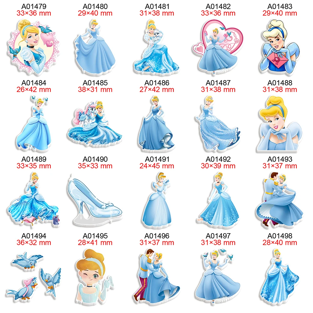 

PVC Acrylic DIY Craft Supplies Disney Princess Cinderella Printed Planar Resin Flatback