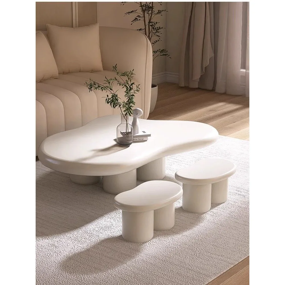 Living room size, apartment type, modern irregular round, creative table, Italian minimalist, new cloud coffee table