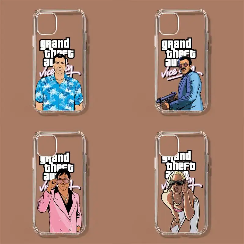 Gta vice city Phone Case For iPhone 11 12 Mini 13 14 Pro XS Max X 8 7 6s Plus 5 SE XR Transparent Shell