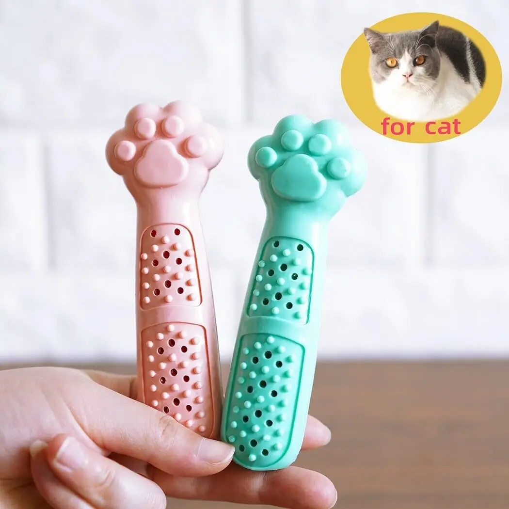 1 Stück Zahnbürste Spielzeug für Katzen Massage-Haustier Zahn biss Kätzchen Spielzeug mit Katzenminze Gummi Zähne Pflege Reinigung Katze Fußform