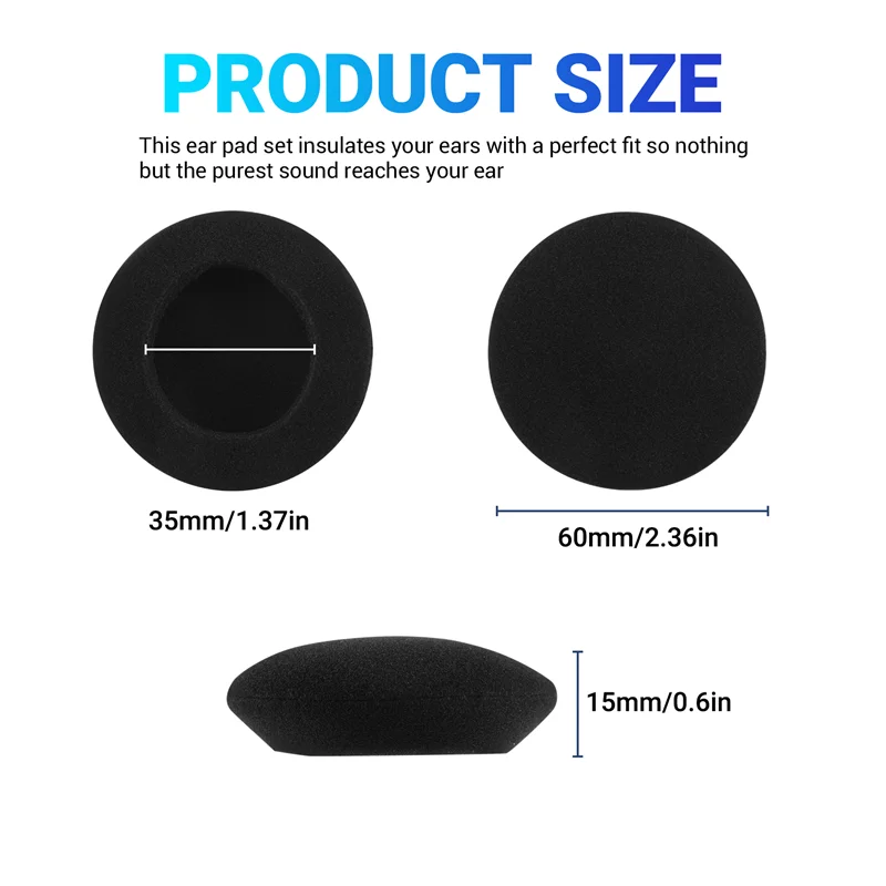 Goed gemaakt verdikte oortelefoonhoes oorkussen oorbeschermer, sponshoes, 60 mm vervangbare hoofdtelefoonaccessoire beschermhoes, universeel