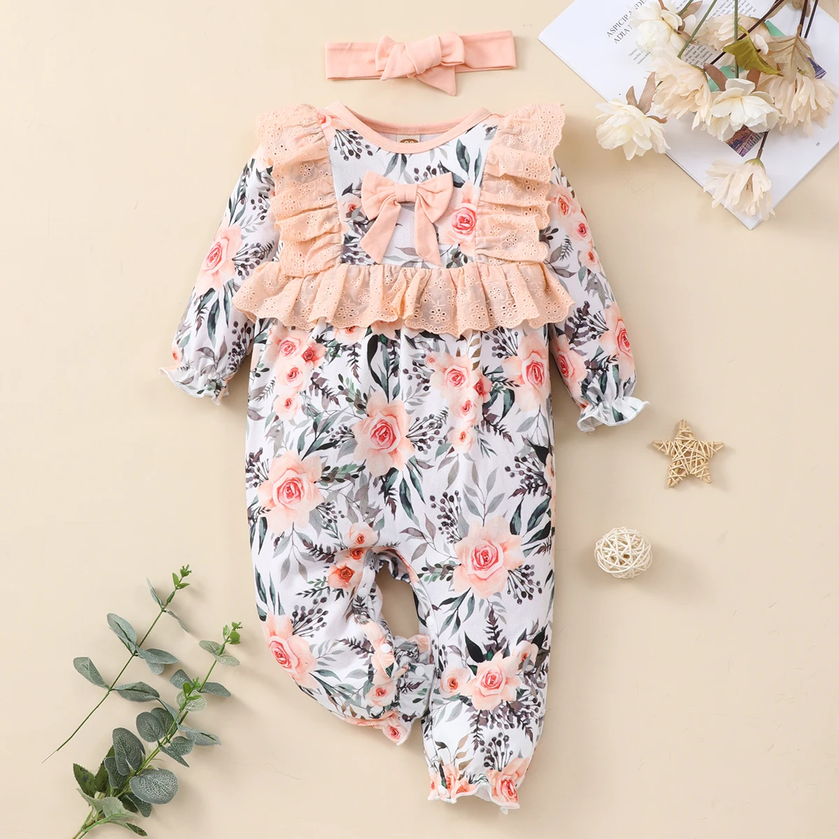 Infant Long Sleeve Leaf Flouncing Baby Clothes O-Neck Casual Pretty Spring & Autumn Fashion newborn baby clothes Toddler  Romper