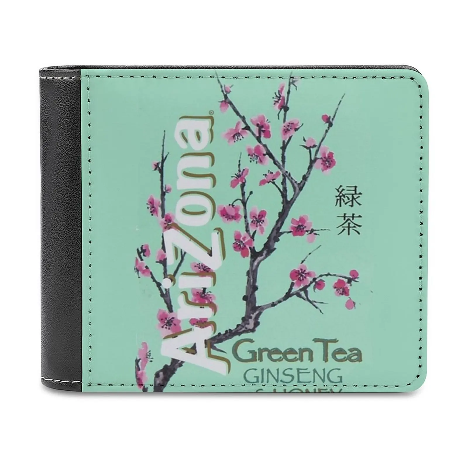 

Зеленый мужской кошелек Arizona из искусственной кожи, короткие мужские кошельки, кошелек для кредитных карт для мужчин, сумка для денег, чай Аризона, зеленый чай, мед, женьшень