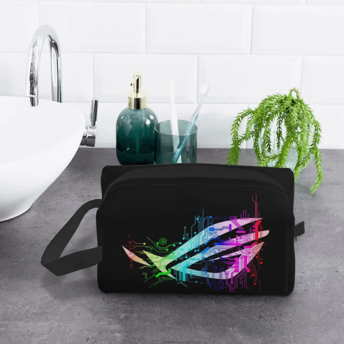 

Asus Rog Makeup Bag Cosmetic Organizer Storage Dopp Kit Toiletry Cosmetic Bag for Women Beauty Travel Pencil Case