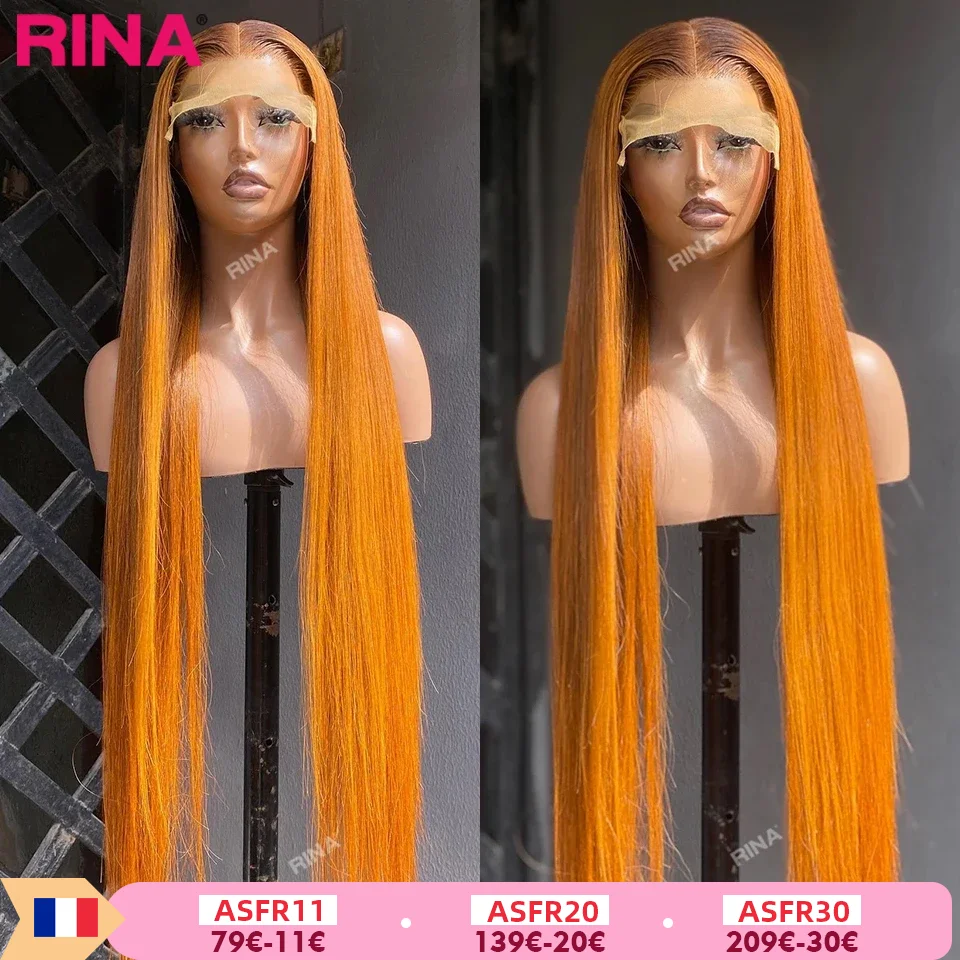 32 pouces gingembre orange droit 13x4 en dentelle de cheveux avant perruque humaine pré-cueillie 13x6 perruques frontales en dentelle cheveux humains pour les femmes brésiliennes