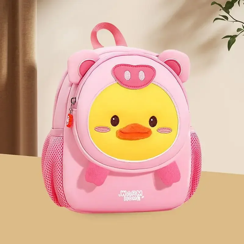 Kindergarten Childrens Schoolbag Kawaii Custom Cartoon Large Capacity Cute Little Yellow Duck Anti Lost Backpack Travel Light