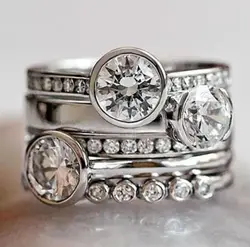 ORZTOON Trend Delicate Sliver Color Rhinestones Round Shape Hoop Rings For Women Party Accessories Gifts Custom Jewelry 2024 New