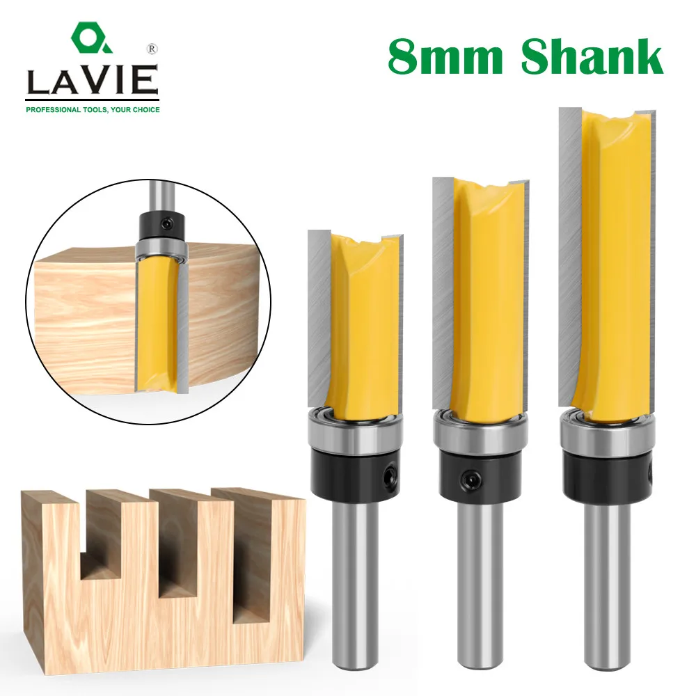 Lavie-flush Trim Straight Bit com Bering Dobradiça Router Mortising Cortador de Madeira Padrão mm C08013 1pc