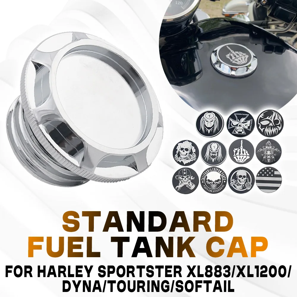 

Fuel Gas Tank Decorative Cap For Harley Sportster XL883 XL1200 Dyna FXDP Softial Fatboy CVO Motorcycle Skull Chrome Engine Cover